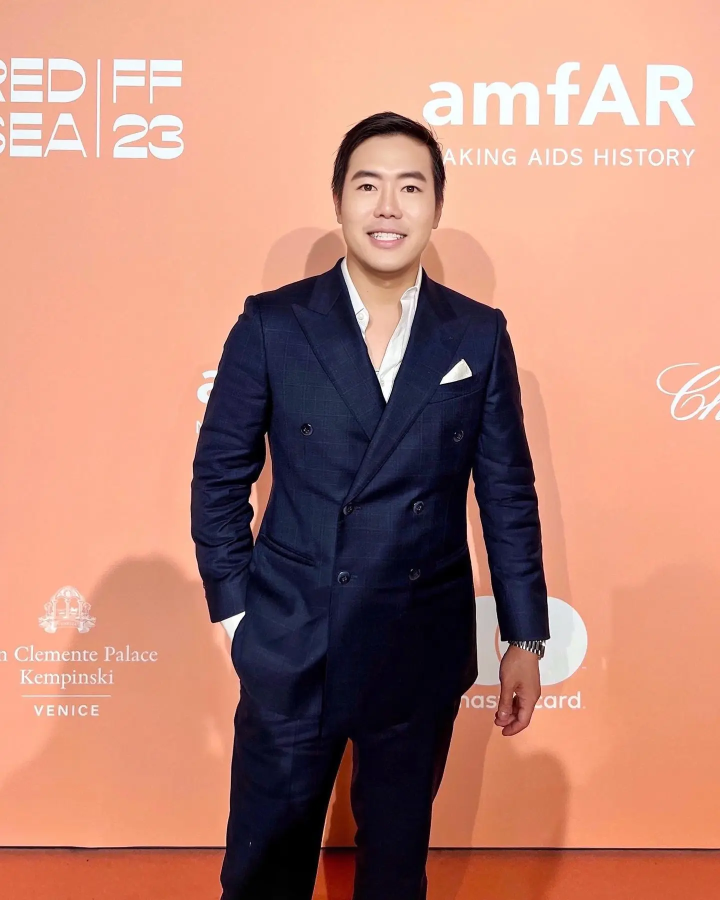 Luke Lee on the red carpet at amfAR Venezia, 2023